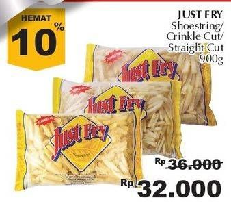 Promo Harga JUST FRY French Fries Crinkle Cut, Straight Cut 900 gr - Giant