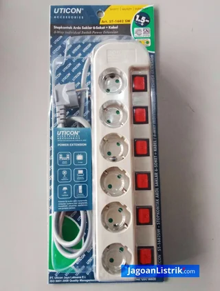 Stop Contact 6 Lubang + Switch Sendiri-Sendiri + Kabel Uticon (ST1682SW)