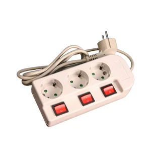 Stop Contact 3 Lb Abu-abu+Pengaman Socket+Saklar Tersendiri+Kabel (ST-1382 SW) UTICON