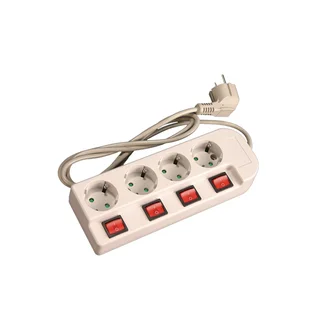 Stop Contact 4 Lb Abu-abu+Pengaman Socket+Saklar Tersendiri+Kabel (ST-1482 SW) UTICON