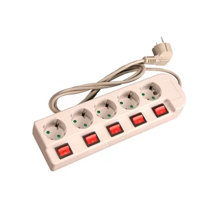Stop Contact 5 Lb Abu-abu+Pengaman Socket+Saklar Tersendiri+Kabel (ST-1582 SW) UTICON